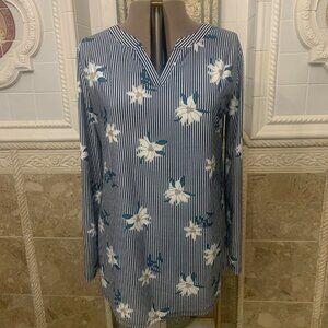 Kimmery. Size 2XL. Floral Stripe Tunic Pullover. Yoke Back. Poly     B30